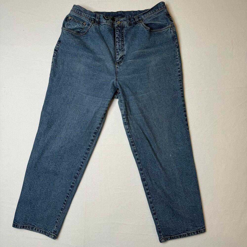 Lauren Jeans Co Ralph Lauren Women Petite Denim Jeans Size 18WP 5 Pocket Stretch - Picture 2 of 10